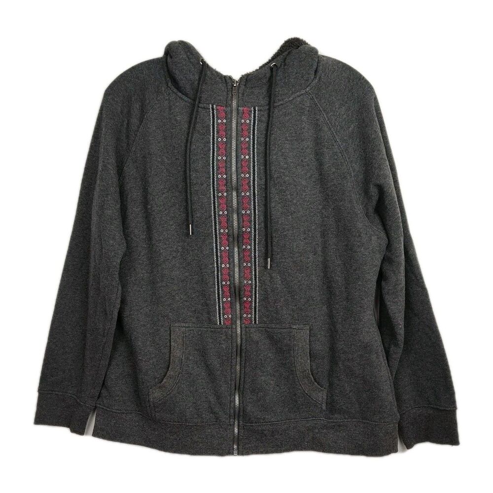 NorthCrest Classic Full-Zip Hoodie Women's S Gray Embroidered Fleece-Lined